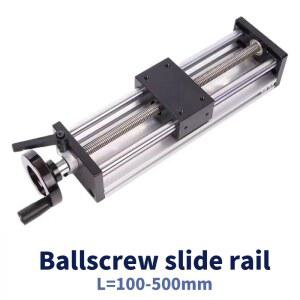 선형 가이드 수동 슬라이딩 테이블 100 500mm 스트로크 볼 스크류 SFU1204 핸드휠 이중 광축 CNC 톱 3D 프린터 XY