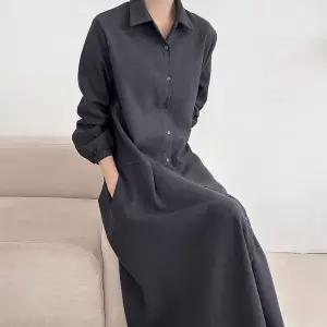 여자 가을 하객룩 박시 플레어 셔츠원피스 롱원피스