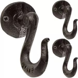 산베지 장식 벽걸이 소박한 주철 코트 후크 농가용 빈티지 키 홀더 현관 옷장 침실 거실 3팩