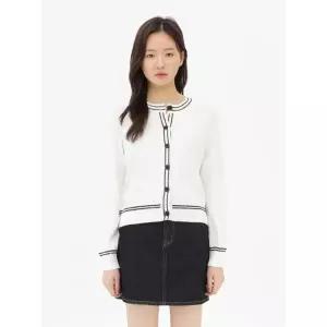 탑텐 TOPTEN 여성 핀배색 크루넥 가디건_MSE2EC2901 MSE2EC2901 430771