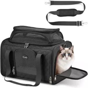 캣 캐리어 항공사 17x11x9.5인치 승인 고양이 및 소형견을 위한 최고의 확장 가능한 소프트 사이드