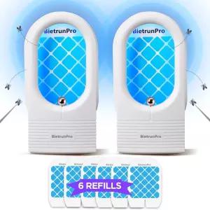 실내 과일 파리 및 그낫 트랩 플러그인 UV/Blue 라이트 곤충 2개의 장치 6개의 리필 안전하고 냄새 없는