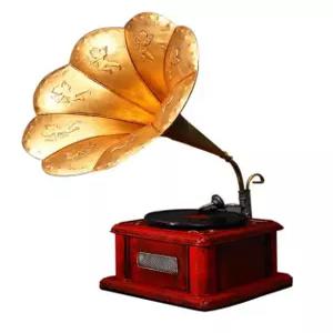 빈티지 턴테이블 축음기 나팔 소품 옛날 골동품 전축 복고풍 수지 사각 레코드 플레이어