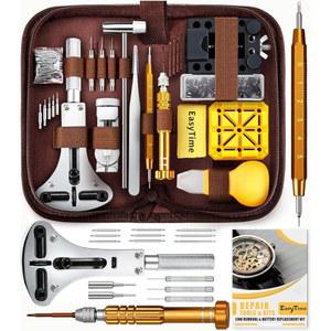 이지타임 시계 수리 키트, 링크 제거 도구, 밴드 조정, 뒷면 케이스 오프너, 스프링 바, 작동 설명서, 배터리 교체 및 스트랩 분해에 적합