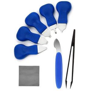 TICFROG 시계 뒷면 제거 도구, 8 in 1 배터리 교체 도구 키트, 6 가지 종류의 프라이 케이스 오프너 정전기 방지 핀셋 및 청소용 천 5 색상