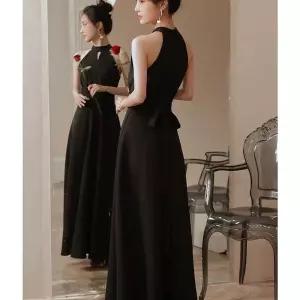 블랙홀터넥드레스 결혼식2부 블랙드레스대여 돌잔치 검은색