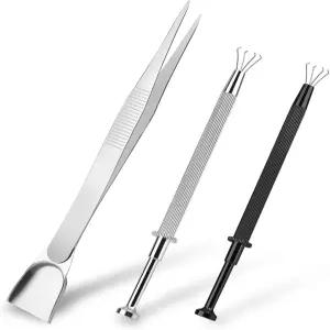 3Pcs 그래버 도구 홀더 세트 주얼러의 픽업 스프링클러 펜 주얼리 핀셋 4 클로 피어싱 볼 프롱 다이아몬드