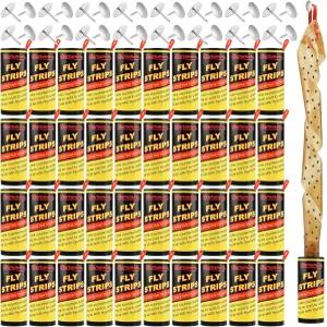 40롤 플라이 가정용 트랩 끈적끈적한 스트립 날지 테이프 캐처 리본 곰팡이 과일 파리용