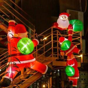 크리스마스 산타 풍선 야외 입간판 야외장식 장식 축제 외벽 스노우 버클조명