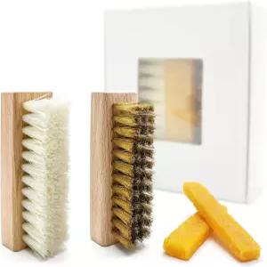 델루오 스웨이드 및 누벅 신발 클리너 키트 관리 세트 4개 지우개 2개 포함 황동 소프트 나일론 브러시