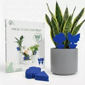 실내/외 주방 식물을 위한 곰팡이 그낫식물 초파리 화이트플라이 노란색 끈적끈적한 곤충 포획 트랩 100개