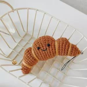 크로와상 빵 키링 귀여운 핸드메이드 열쇠고리 선물 B. 알칼리 워터 매듭