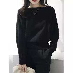 오프숄더 니트 긴팔 여성용 데일리룩 허리라인 블랙 S