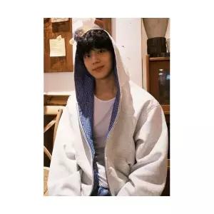 키체샵 남성 집업 가디건 그레이계열 리버시블 체크 카디건 후드 가을 커플 HO3