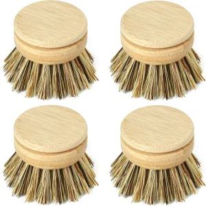 정글 문화 접시 브러시 또는 에코 교체용 헤드 나무 주방 세척 가능한 칫솔 리필 스크러버견고한