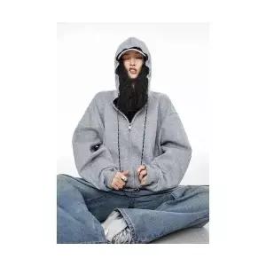 키체샵 남성 집업 가디건 빈티지 배색 후드 가을 트레이닝 카디건 커플 캐주얼 HO3