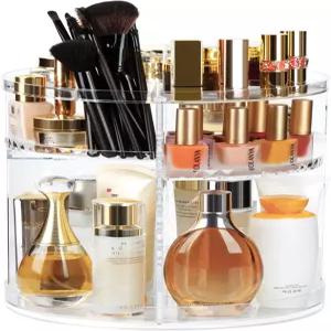 회전 메이크업 오거나이저 360 스킨케어 8개의 조절 가능한 레이어 화장품 보관 케이스와 브러시 홀더 향수