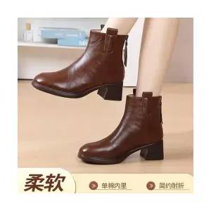 키체샵 여성 플랫워커 리얼 가죽 워커 첼시부츠 통굽 플랫폼 부츠 HO5