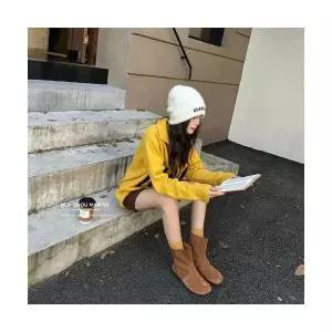 키체샵 여성 플랫워커 소가죽 리얼 빈티지 스크럽 라운드 앵클 부츠 플랫폼 버켄 플랫 워커 HO5