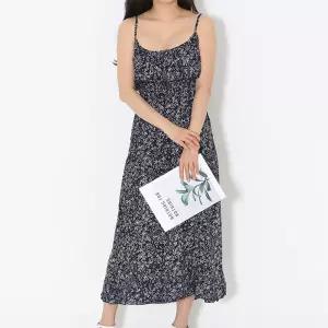 여자 플라워 나뭇잎 끈나시 프릴 뷔스티에 롱원피스_4