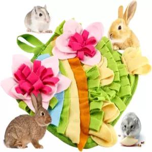 토끼 먹이 찾기 매트 11.8인치 X 인터랙티브 주기 게임 세탁기 사용 가능 펠트 패브릭 애완동물 기니피그