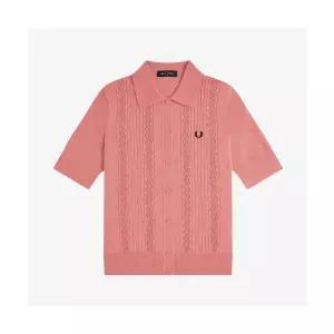 [매장정품] 프레드페리 FRED PERRY [Womens] 포인텔 디테일 니트 셔츠 - 퍼티 핑크 (X90) AFPF2519133-X90