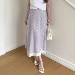 여자 러블리 쉬폰 꽃패턴 레이어드 a라인 롱 스커트