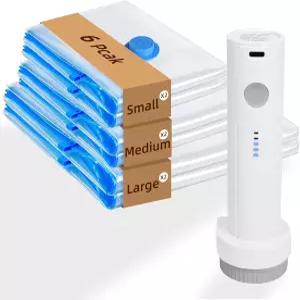 충전식 펌프가 포함된 여행용 진공 가방 의류 백팩용 보관 씰 백 스페이스 세이버 압축 가방콤보 전기 6개