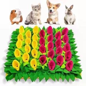 개 고양이 토끼 기니피그용 스너플 매트 내구성 있는 세탁 가능한 반려동물 먹이 꽃과 잔디 슬로우 피더 코