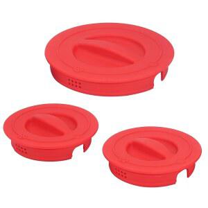 파이렉스 1컵, 2컵 및 4컵 강화 유리 액체 측정 컵, 재사용 가능 및 식품 등급 실리콘, 식기세척기 및 전자레인지 안전에 각각 맞는 3팩 실리콘 교체 뚜껑