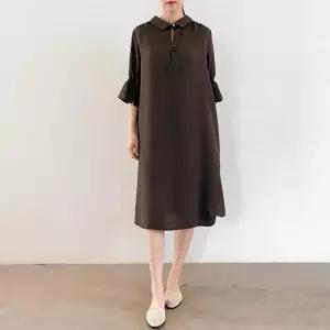 여자 여름 중년 엄마옷 프릴 소매 찰랑 쉬폰 롱원피스_4