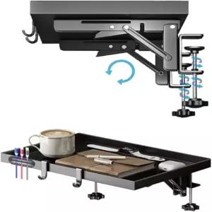 금속 클립이 있는 CHICBI 침대 옆 선반 다기능 접이식 보관 랙 테이블 트레이 케이블 관리 돔 이층 침실