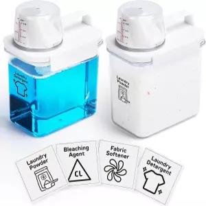 비키이 세탁 세제 디스펜서2팩 탈착식 라벨이 있는 37온스 세탁실 정리 및 보관용 비누 BPA 프리 PET