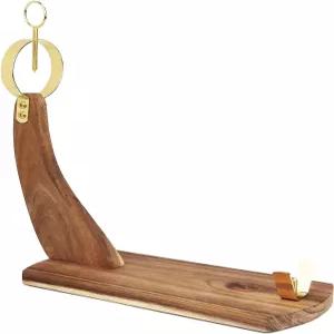 스페인 햄과 이탈리아 프로슈토 조각용 레사피 스탠드 미끄럼 방지 패드가 있는 아카시아 나무 슬라이스용