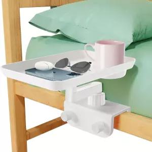 블리스푸에 360 회전 침대 옆 선반 기숙사 이층 및 작은 공간을 위한 견고한 50파운드 클립온 트레이