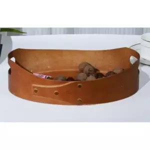 나무 보관함 타원형 우드 트레이 나무껍질 27.5x7cm