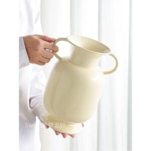 손잡이 꽃병 화병 인테리어 원통형 꽃꽂이 골드손잡이 유리 사무실 색 양귀 플라스틱 수입 옐로우 18X16 5X27CM