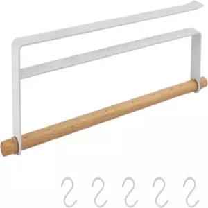 캐비닛 아래 종이 타월 홀더 머그컵을 위한 5개의 무료 후크가 있는 13인치 나무 막대 철제 아트 랙 걸이식