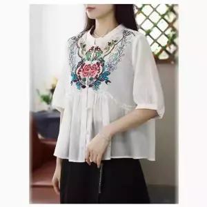 EAMT 여성셔츠 면과 린넨 혼방 빅사이즈 루즈핏 YJ5