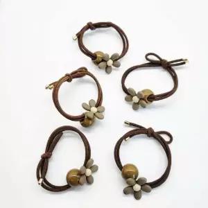 꽃잎 머리끈 운 머리끈 머리고무줄 헤어끈 헤어고무줄