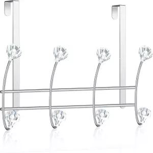 도어 위에 크리스탈 손잡이가 달린 수건 후크 욕실용 8 헤비 듀티 행거 랙 침실 옷장용 드릴 슬림 오버