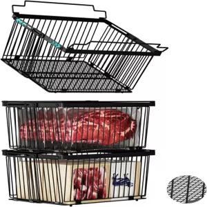 안주반 대형 냉동고 정리함 업그레이드 바닥 누수 방지 네트 핏 5~9Cu Ft 가슴 3 팩 손잡이가 있는 확장