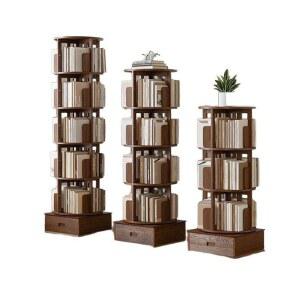 회전책장 이동식 원목 낮은 책꽂이 코너형 우드 틈새용