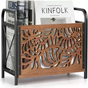 CILXGQLN 매거진 홀더 랙 플로어 우드 파일 오거나이저 비닐 레코드용 앨범 보관함 신문 도서용 농가