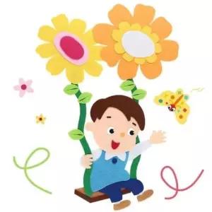 [문구] 탄 꽃그네 유치원환경판 남아 펠트 아이