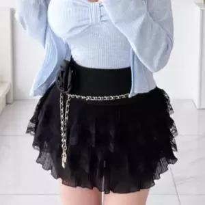 여성 레이스 허리밴드 플라워 디테일 미니 스커트