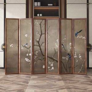 자수 병풍 화조화 동양화 엔틱 거실 인테리어 산수화