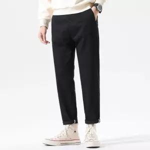 EAMT 바지 남자 면 캐주얼 롱팬츠 기모 배기핏 9부 YJ3