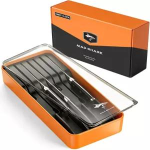 MAD SHARK 2in1 탈착식 나이프 블록 및 실버웨어 정리함 7개의 서랍 홀더 BPA 프리 블레이드 세이프 슬롯