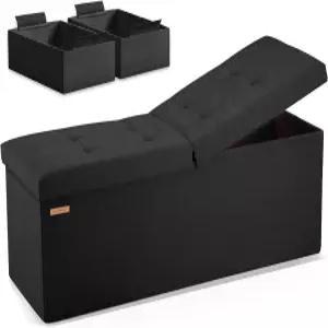 뒤집힌 뚜껑이 있는 하우스프라우 스토리지 오스만 벤치 43.3인치 보관 가슴 받침대 입구용 접이식 발 의자